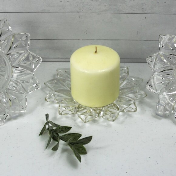 Vintage Set of 3 Federal Glass Clear Pressed Petal Pattern Dish Trinket Ring - Picture 1 of 7
